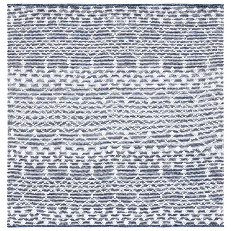 Natura Hand Woven Cotton/Viscose Geometric Rug in Gray/White, Square 6'