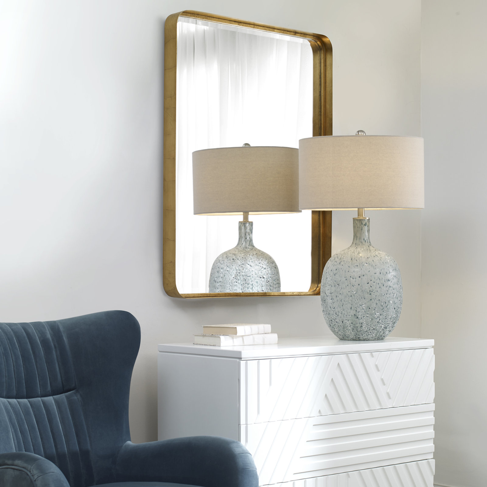 Rylie Metal Rectangle Wall Mirror, Gold, 40" x 30"