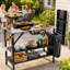 Station de cuisson pliable extérieure avec 2 tablettes amovibles, support pour sac poubelle et 4 crochets en S