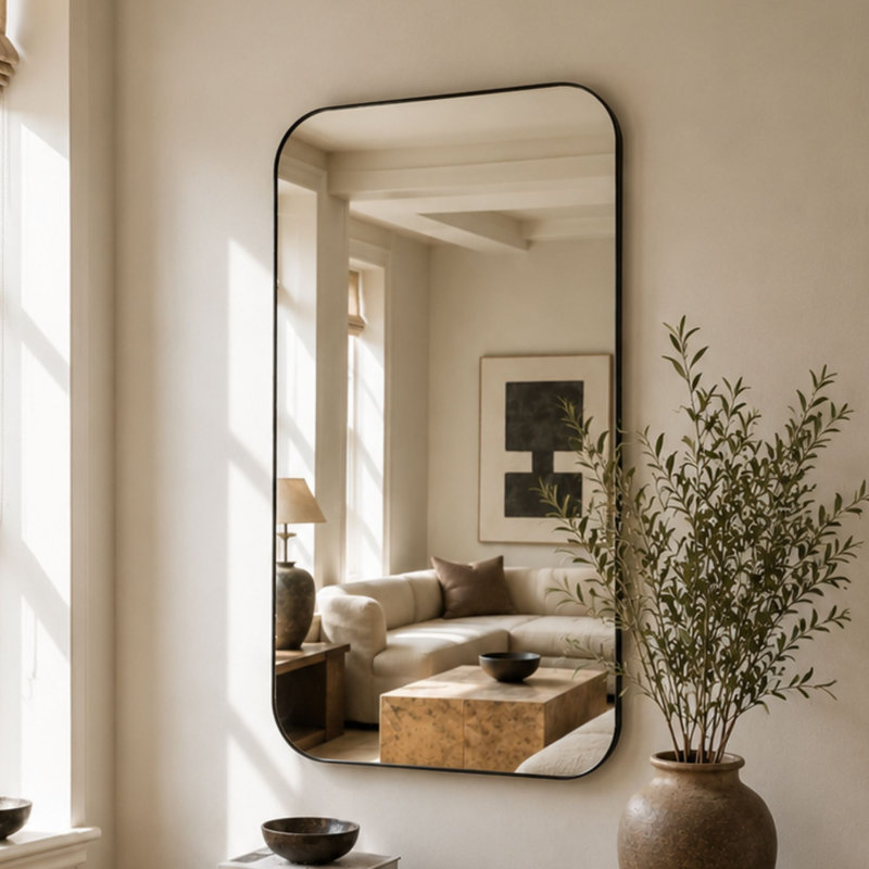 Ikrah Wood Flat Wall Mirror