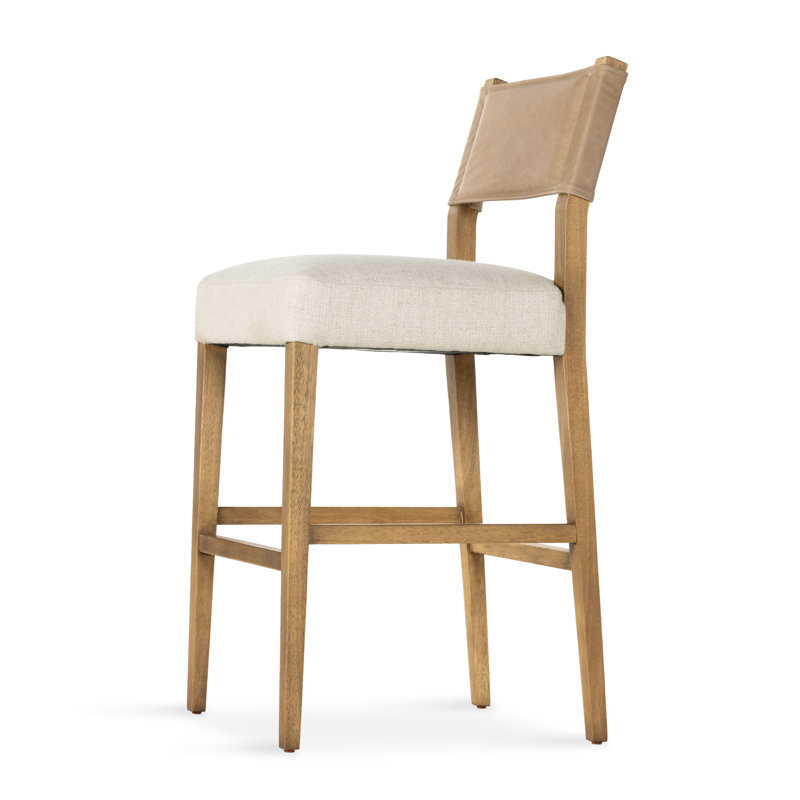 Ferris Stool, Light Oak, Bar Stool (29.92" Seat Height), Thames Cream/Polyester Blend