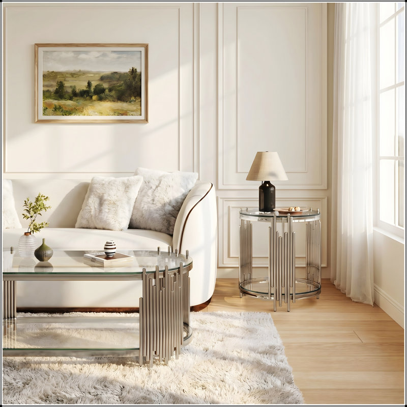 Ensemble de tables basses et tables d'appoint Modern Luxury Modern, Transparent / Silver