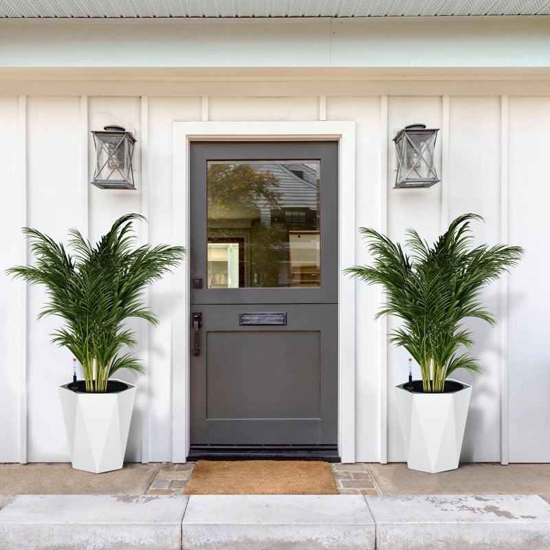 16 in Tall Diamond Planters Set of 2, Self Watering Planters with Water Level Monitor, Flower Pots Outdoor and Indoor for Patio, Porch, Living Room, Home Office