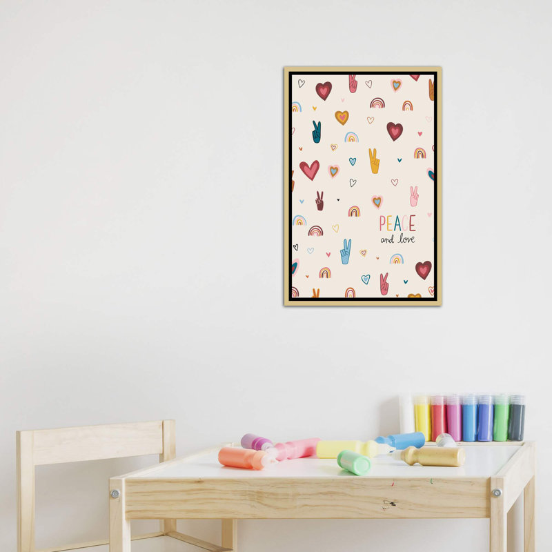 Art vi vibes, H 48 po x l 32 po x P 1,5 po, Toile encadrée d'or