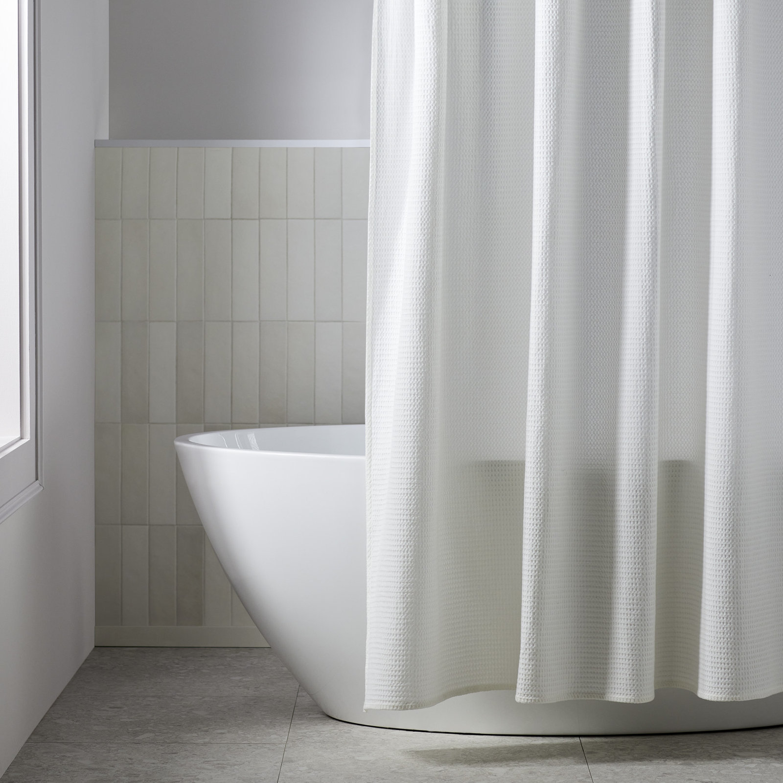Felix Cotton Waffle Shower Curtain, White