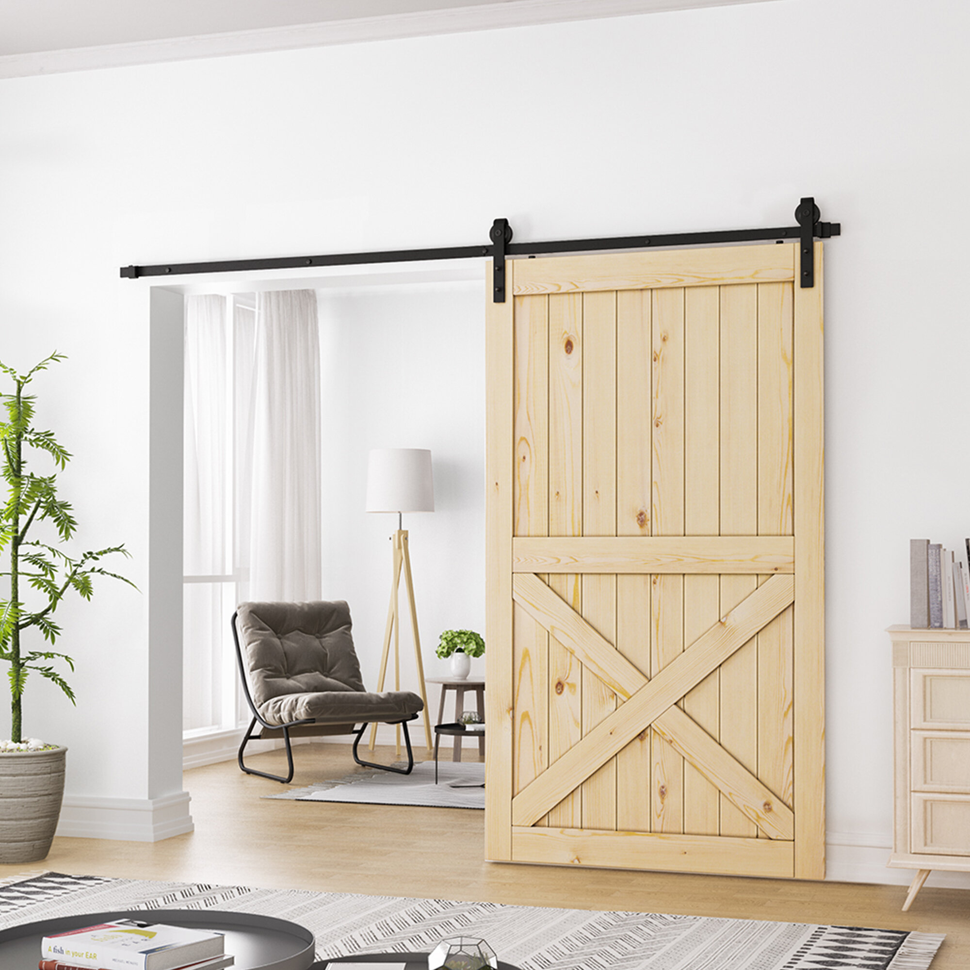 Homlux Black Single Door Barn Door Hardware Kit Standard Single And Reviews Wayfair 