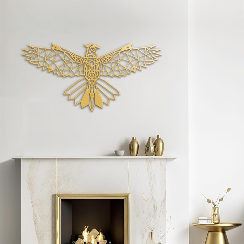 Aigle frappant le ciel, décoration murale abstraite moderne, décoration murale suspendue, Doré