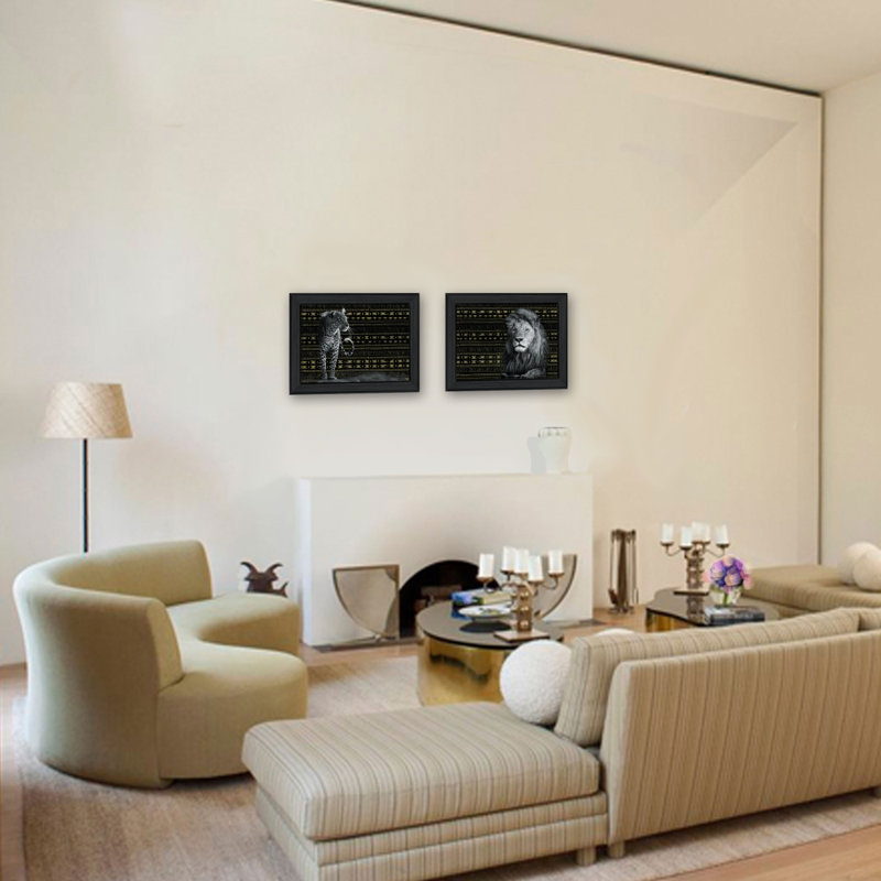 Élégante faune murale encadrée 2 pièces pour décor de salon, maison par Dee Dee