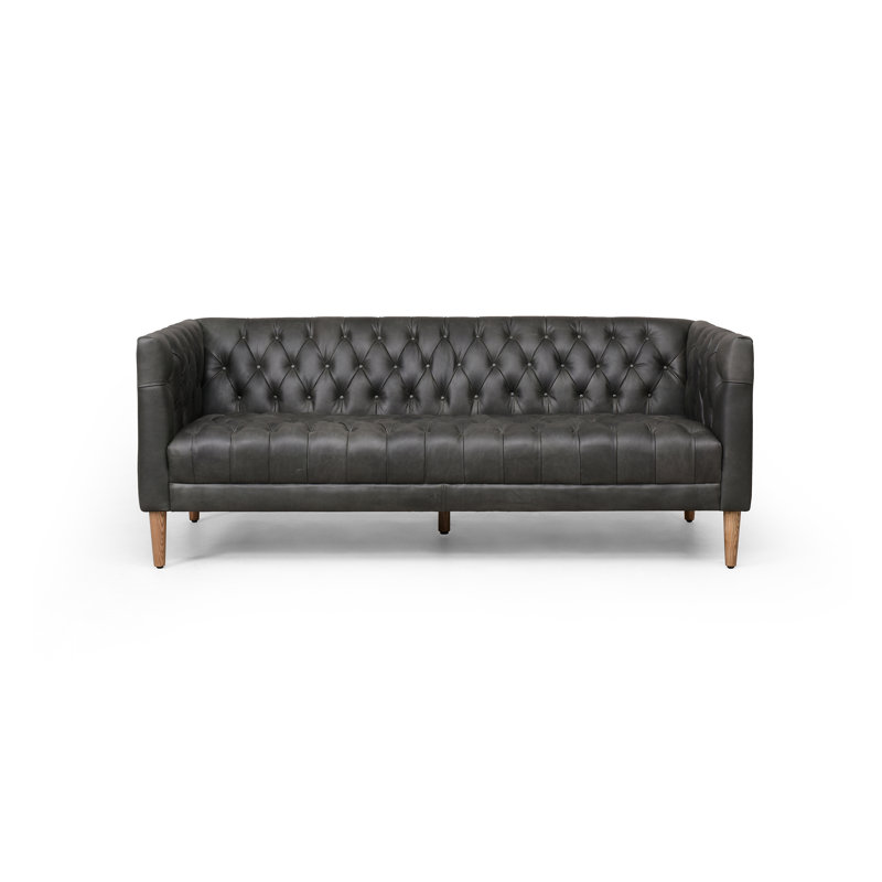 Columbia 75'' Genuine Leather Sofa, Brown Genuine Leather