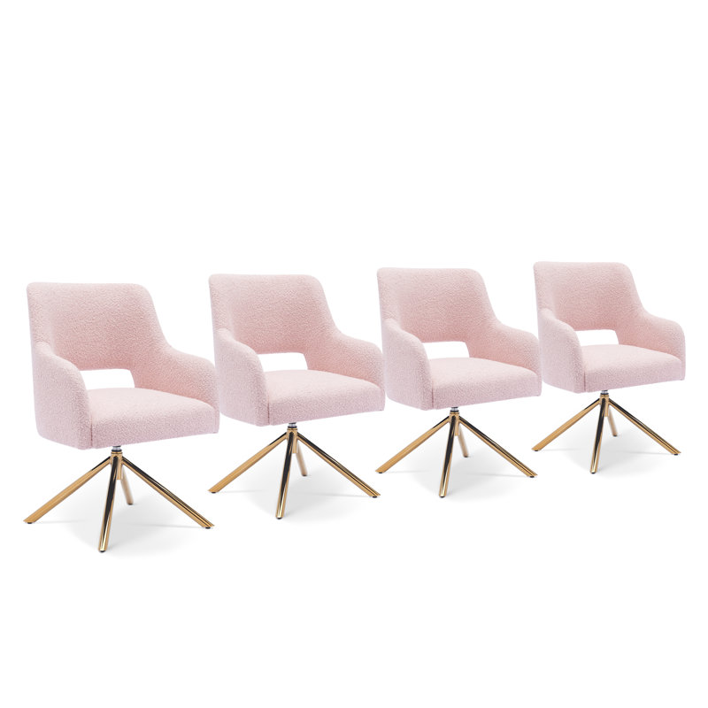 Fauteuil pivotant rembourré Breann, Mélange de polyester rose