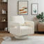 Fauteuil d'appoint pivotant revêtu de tissu bouclé-112730291