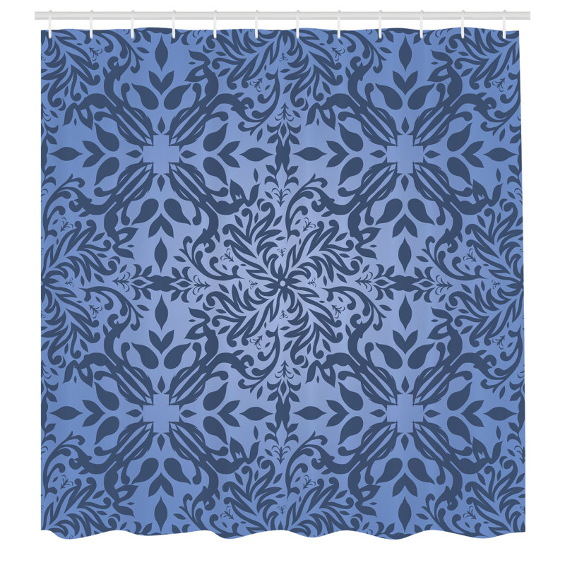 Ensemble de rideau de douche + crochets, H 84 po x l 69 po, Bleu ardoise