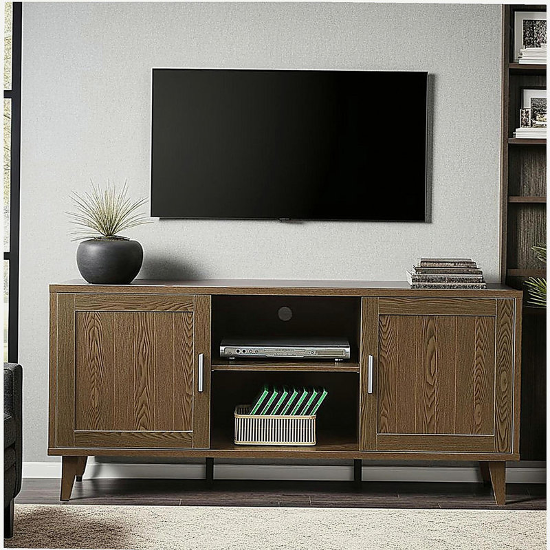 Modern 60-inch TV cabinet, suitable for TVs up to 65 inches, with classic walnut veneer