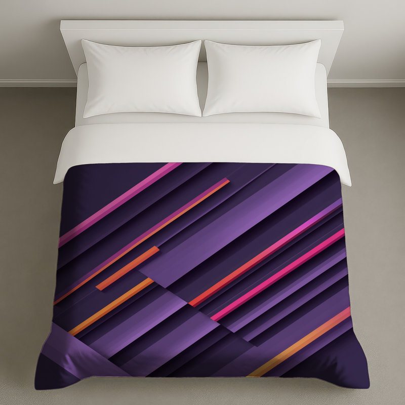 Housses de couette mauve rose orange, Grand lit