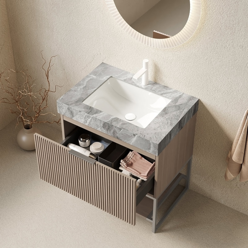 Single Bathroom Vanity with Stone Top