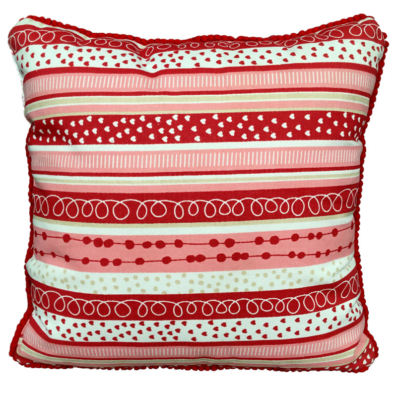 Square Cushion, White/Red Beetle Balloons