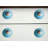 Set of Eight Aqua And White Floral Ceramic Drawer Pull Knobs