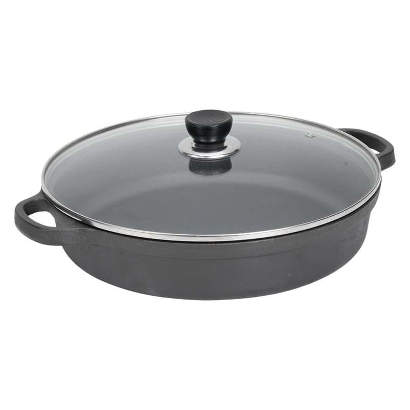 Living and Home Cast Iron Round Braiser, 1.9L, 22cm