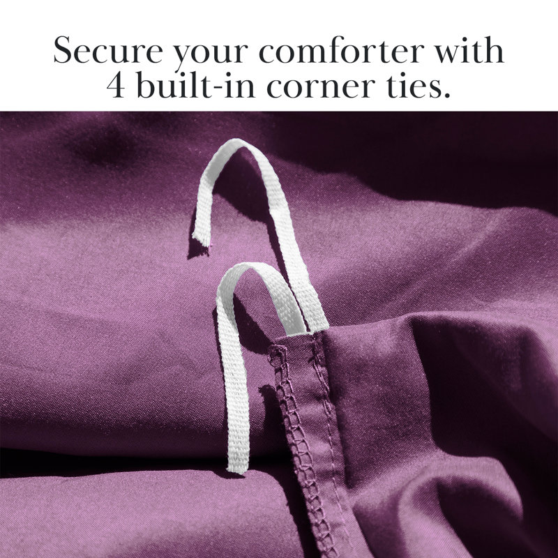 Southshore Fine Linens Southshore Basics Duvet Cover Set in Purple, Double-Brushed Microfiber Bedding with Hidden Zipper Closure and Corner Ties, 1 Pillow Sham, Twin/Twin XL