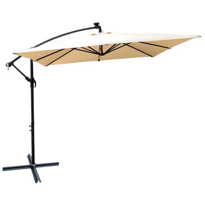 Parasol carré 2,5x2,5m avec lumières solaires, météo, pour patio, terrasse, cour, bord de piscine, carré de patio à DEL avec jardin, piscine à patio