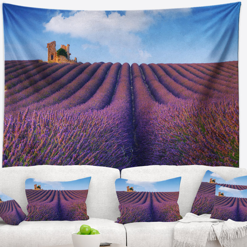 Tapisserie paysage mauve lavande, H 50 po x l 60 po