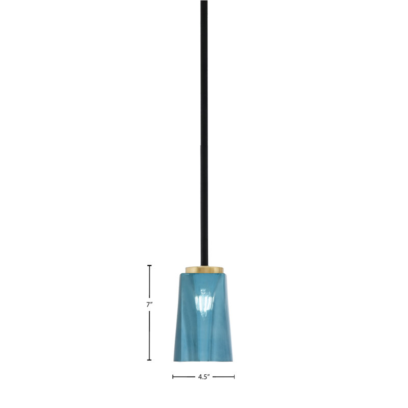 Suspension Aric Stem Hung Mini présentée en finition noir mat et graphite avec verre fumé à bulles de 11,4 cm de largeur x 16,5 cm de hauteur