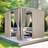  100% Blackout Linen Outdoor Curtains for Patio Waterproof, Windproof Gazebo Curtains with Sticky Back Top & Back Tab Bottom, 2 Straps & Rope Included for Porch Pergola-1796312898-1796312908