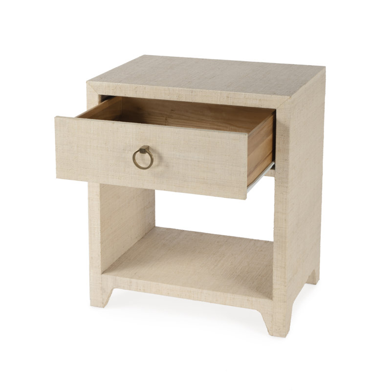 Bar Harbor Raffia 1 Drawer Nightstand, Natural