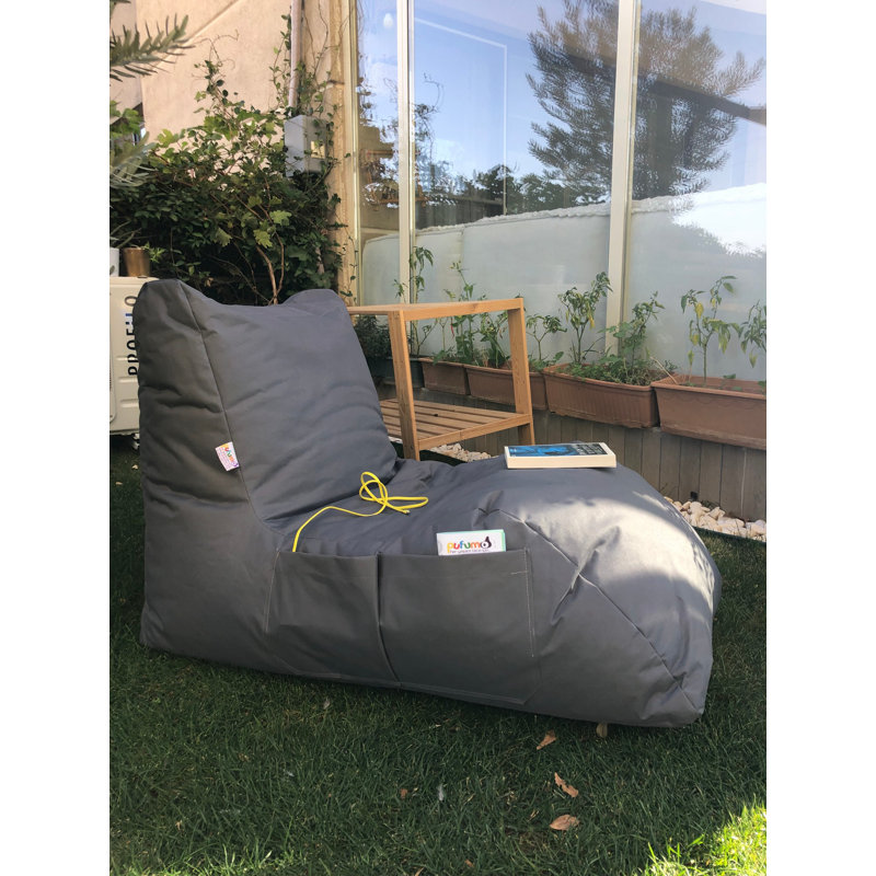 Fauteuil à billes gris de qualité supérieure, 23,6 po x 29,5 po x 43,3 po | 100% polyester et tissu imperméable, rembourrage en billes de styromousse recyclées | Housse zippée amovible, parfaite pour le confort du salon et de la salle de jeux