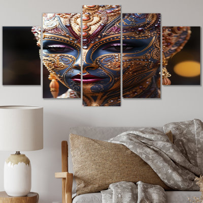 Exquis Portrait of Divine Goddess II - Abstract Portraits, reproduction d'art sur toile - 5 panneaux