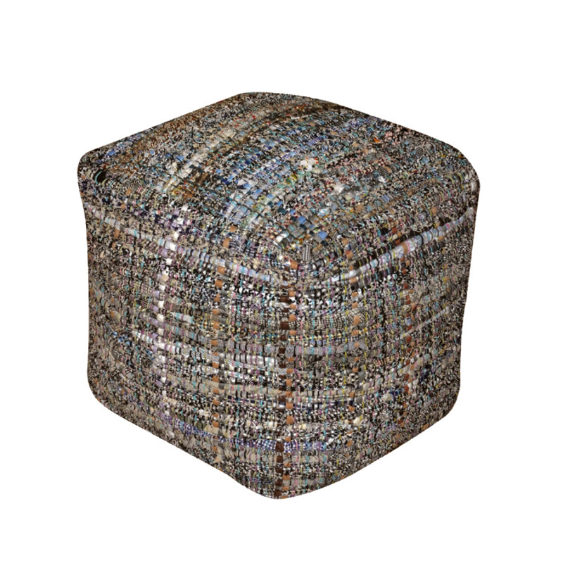 Pouf en tissu fabriqué à la main, 16 x 16 x 16 pouces, kaki