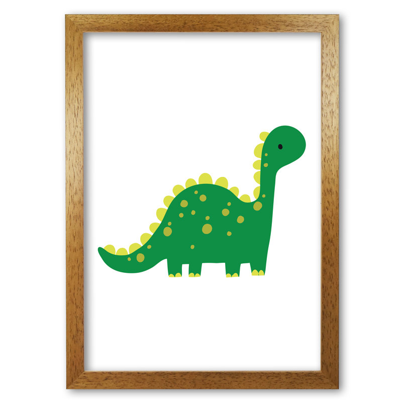 Children's Animals, Dino - Print, Honey Oak Frame, 30 cm H x 21 cm W x 5 cm D