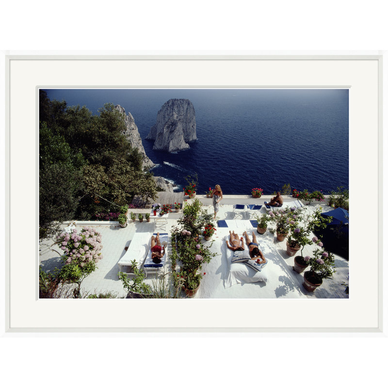 Il Canille Print by Slim Aarons, White Framed Paper, 34.75" H x 49.75" W x 2.125" D