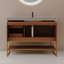 Meuble-lavabo moderne 36 po avec lavabo en céramique sans couture et armoire autoportante dorée-63448955