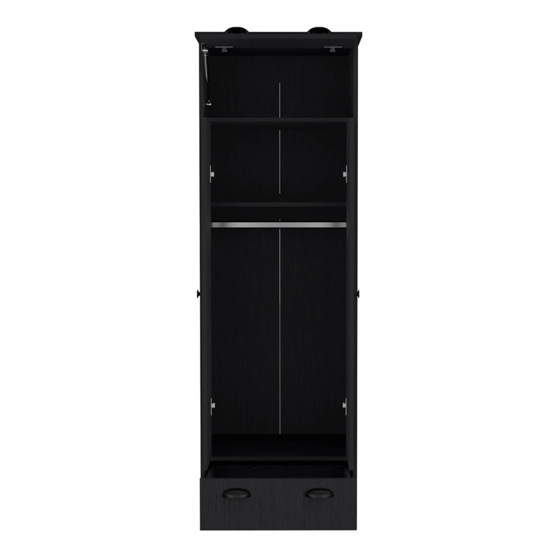 Tifton Armoire with Hinged Drawer, 2-Doors and 1-Drawer-Bedroom, Black