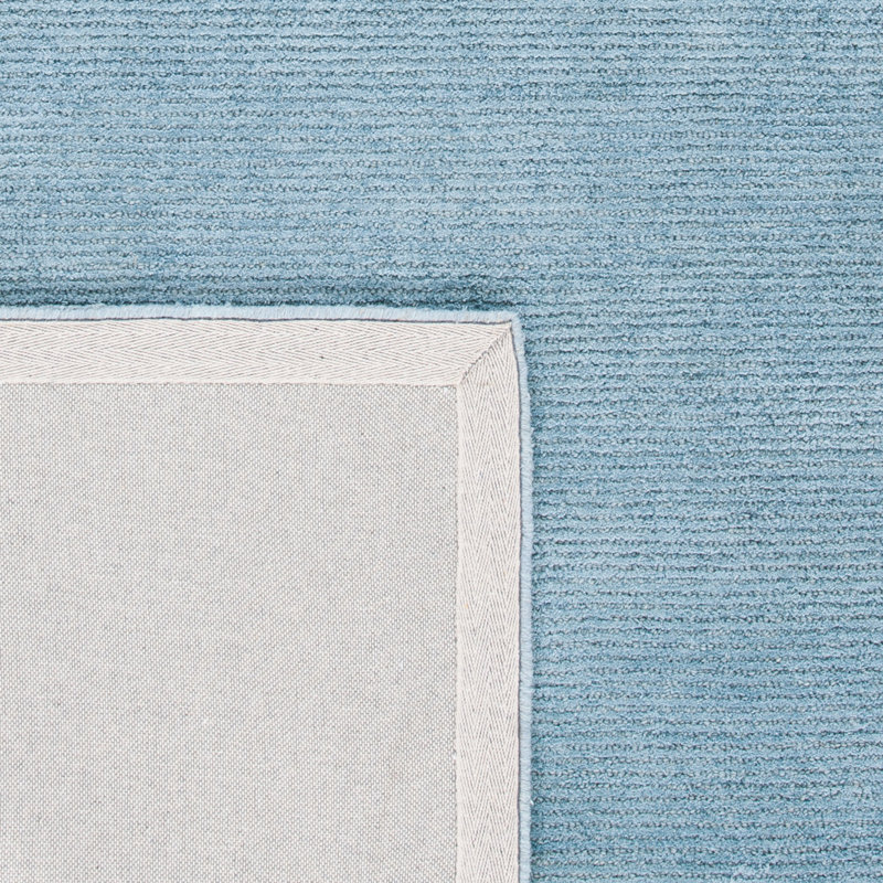 Himalaya Hand Tufted Viscose/Wool Pile Solid Colour Rug in Blue, Square 6'