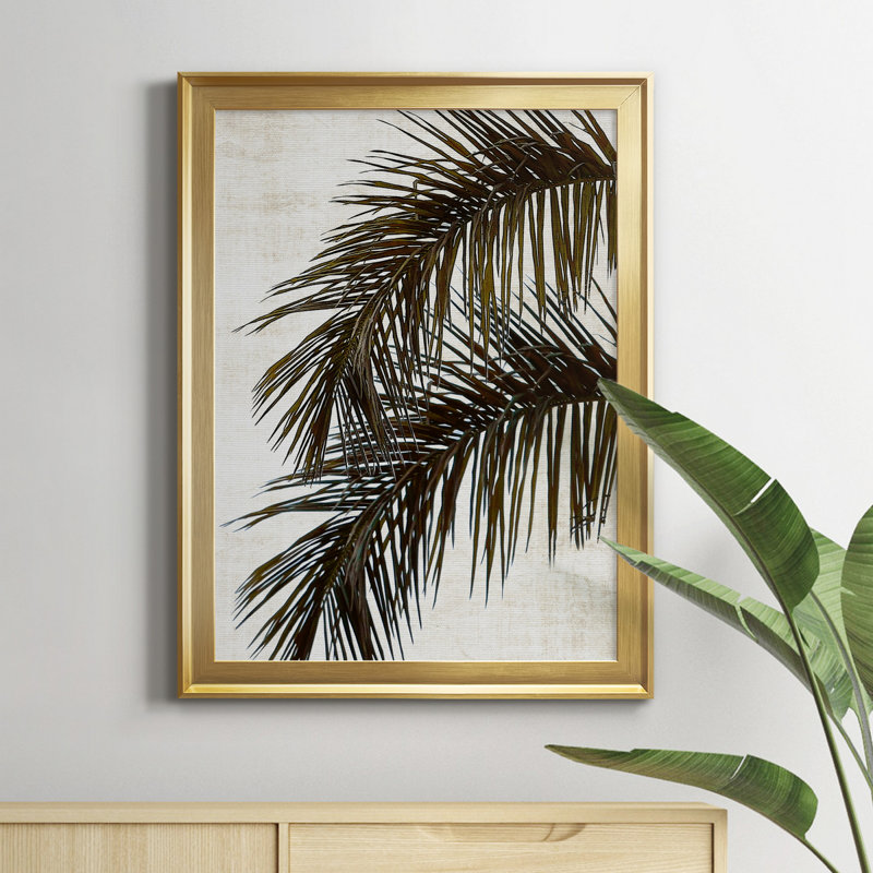 Palm II - peinture sur toile encadrée, H 18,5 po x l 24,5 po x P 1,5 po, Cadre doré