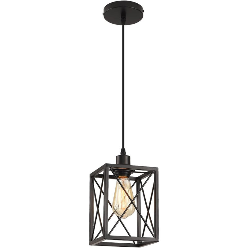 Luminaire suspendu noir moderne, luminaire suspendu réglable, luminaires suspendus pour îlot de cuisine (1 luminaire carré suspendu)