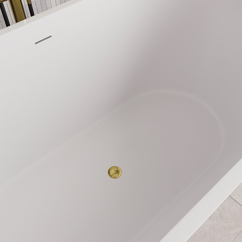 54" Streamline Soaking Freestanding Tub With Internal Drain, Polished Gold