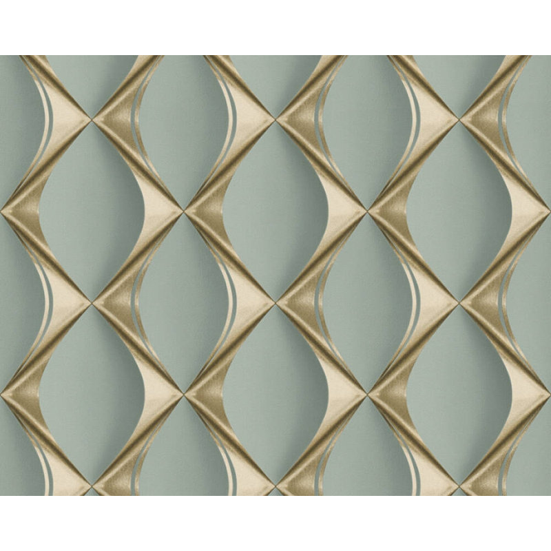 33' L x 21" W Wallpaper Roll, Black/Blue/Gold