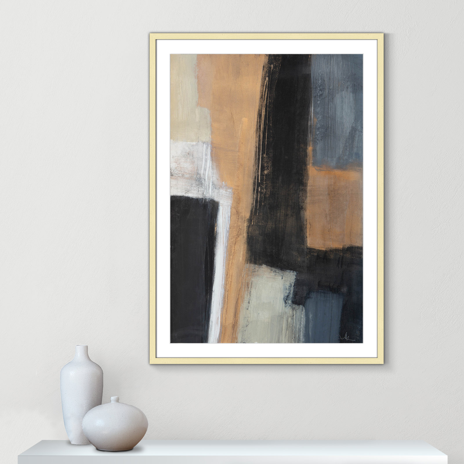 Metallic Slate I Print, 41.5" H x 29.5" W x 1.25" D, Gold Matted Picture Framed