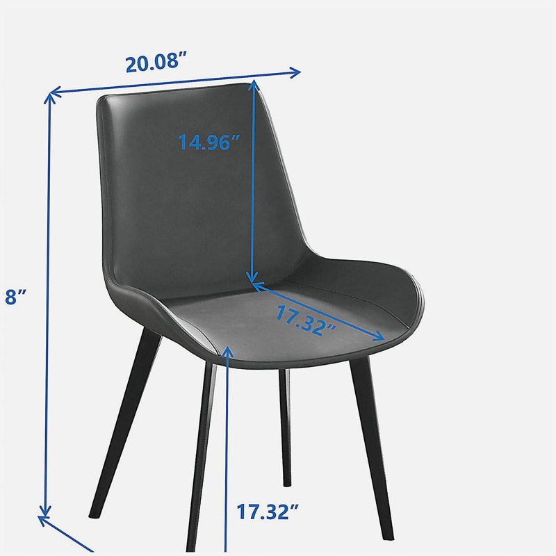 Chaise de salle à manger moderne avec pieds en métal noir - gris - 4 par boîte, Gris
