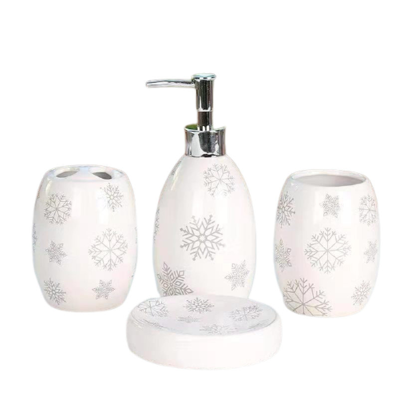 Ensemble d'accessoires de salle de bain flocon de neige en céramique 4 pièces