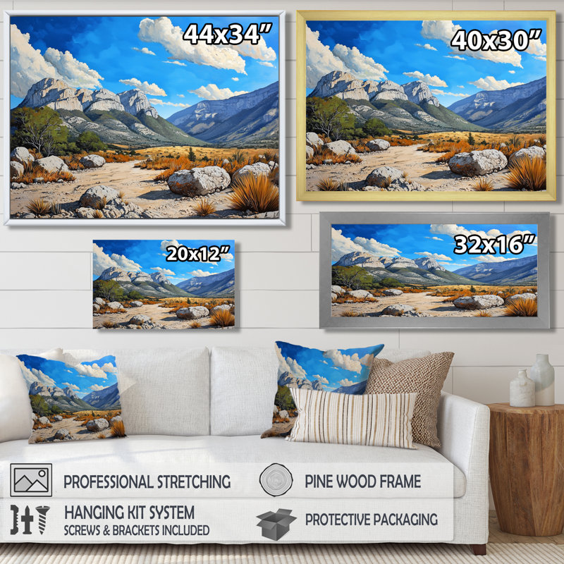 «Guadalupe Mountains In Texas I», impression d'art mural au Texas, Single Picture Framed Print without Mat, 24" H x 32" W