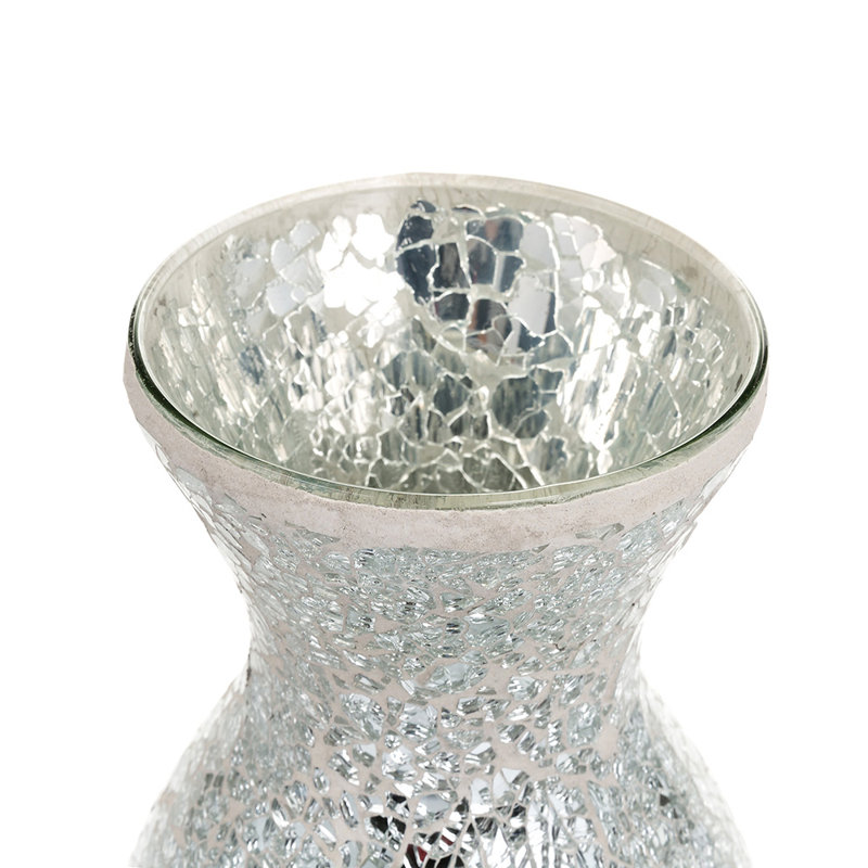 Thomson Handmade Glass Table Vase, White Silver