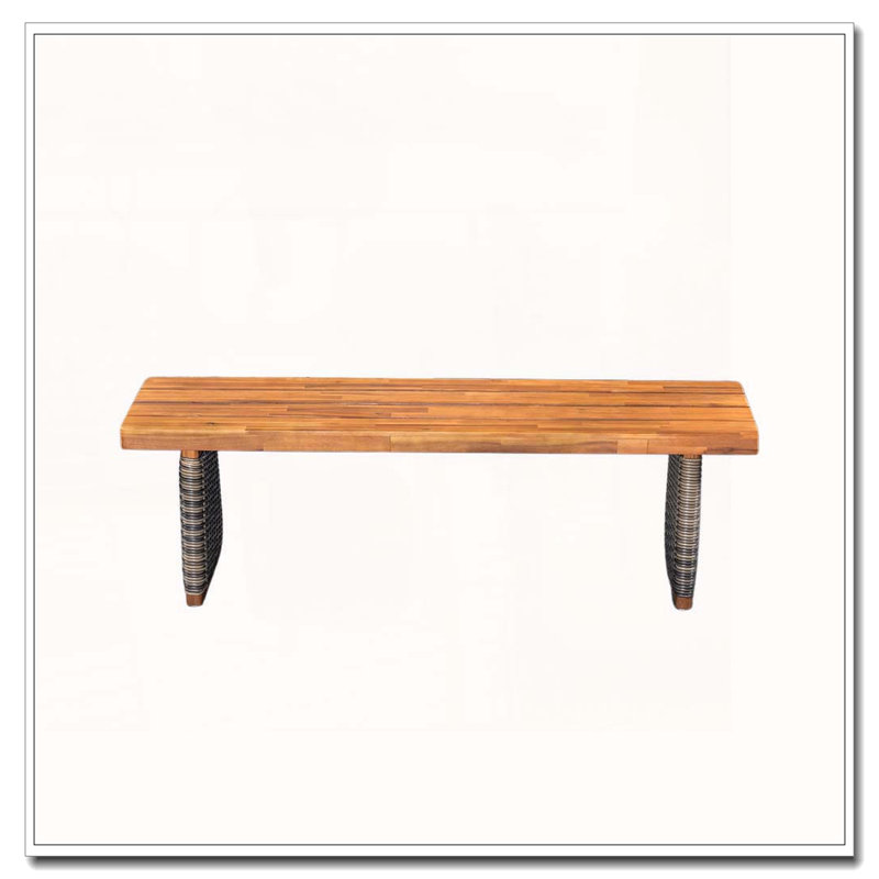 Banc de patio en bois, Gris, teck (ensemble de 2)