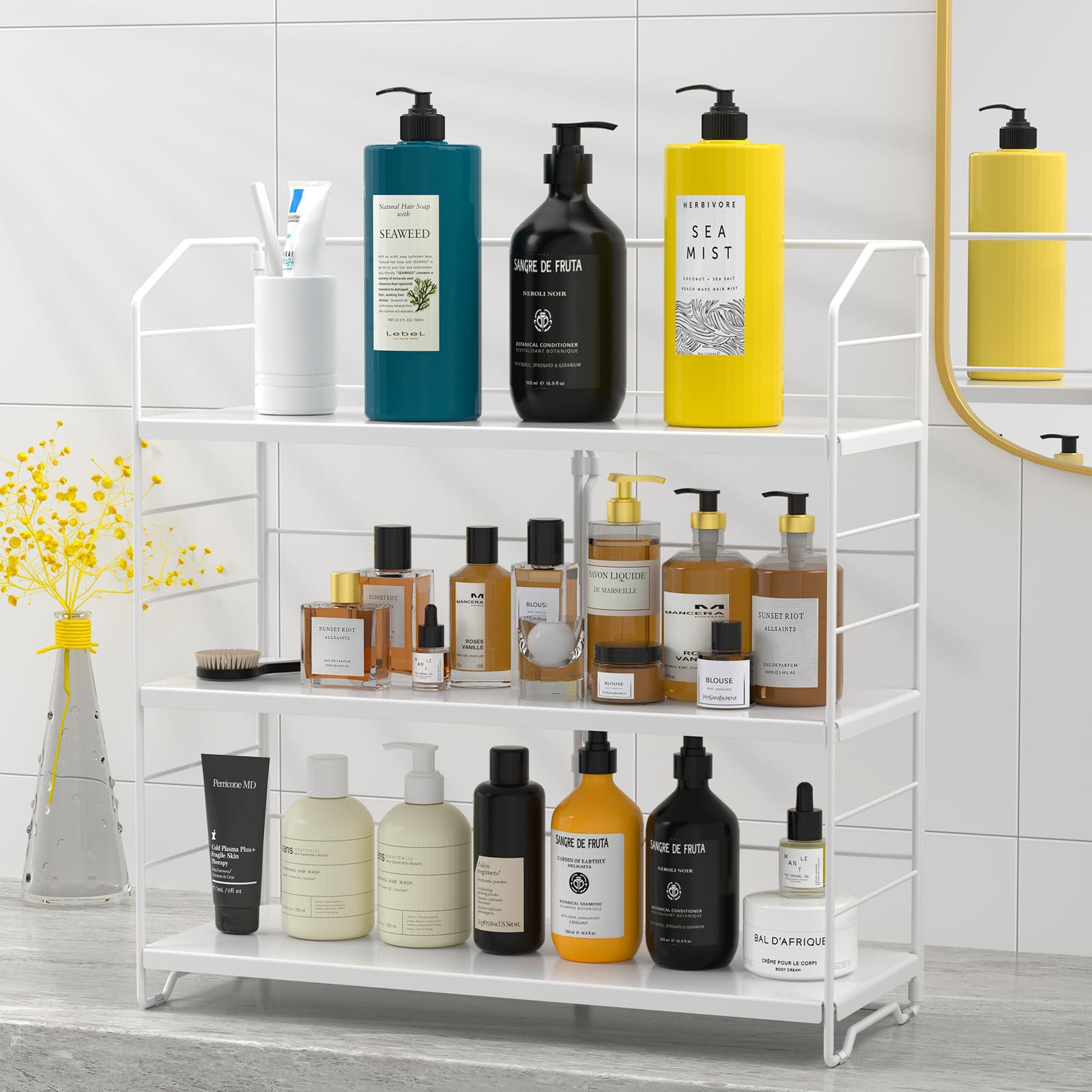Rebrilliant Bathroom Countertop Organizer, 3-Tier Bathroom Counter Organizer, 8-Levels Height ...