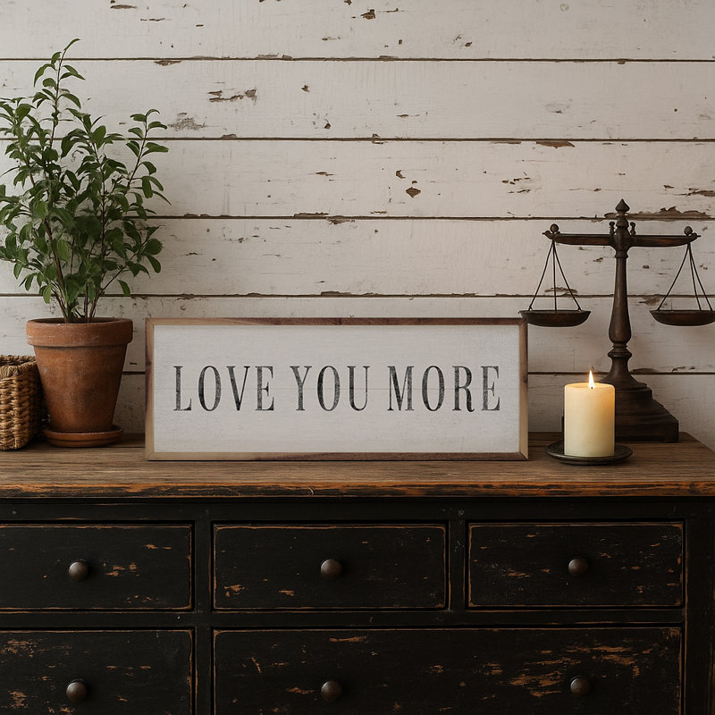 Fenton Love You More capitalisé - impression de cadre photo simple, blanc, H 4 po x l 12 po, Blanc