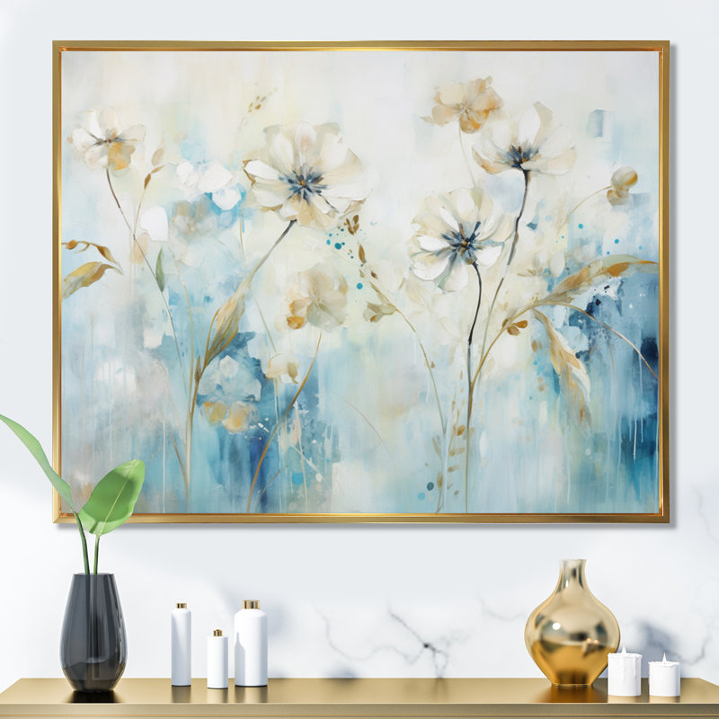 «Blue Botanical Garden I - Abstract Botanicals», reproduction d'art sur toile, H 16 po x l 32 po x P 1 po