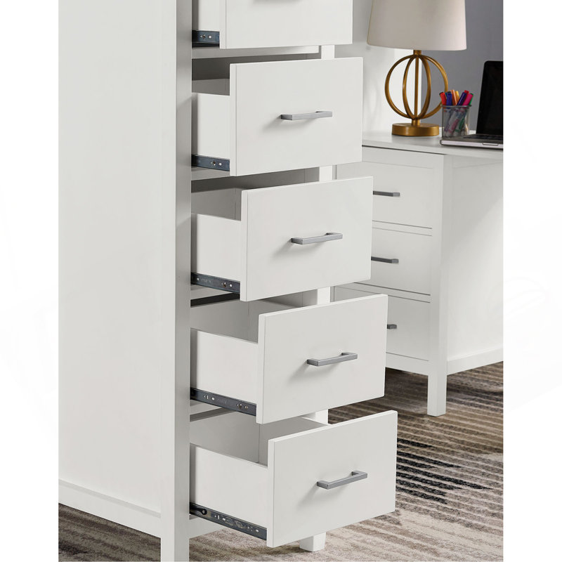 Lit mezzanine simple transitionnel avec huit tiroirs, trois grandes tablettes attachées et structure en bois, blanc